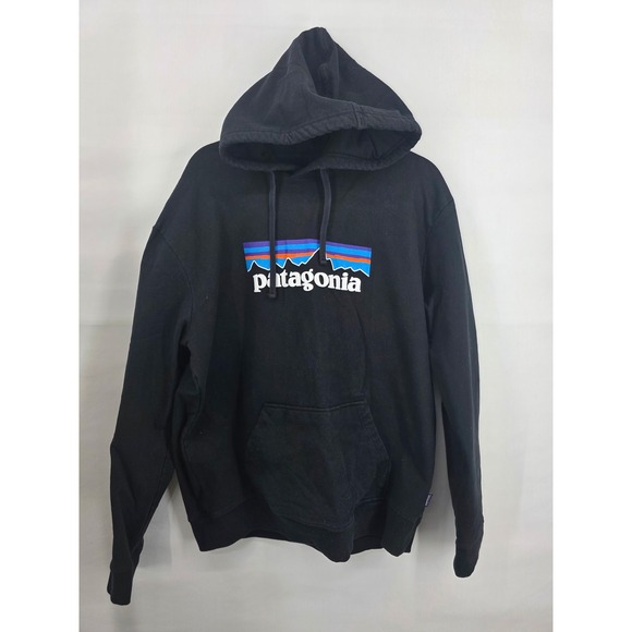 Patagonia Other - Patagonia P-6 Logo Uprisal Hoody Mens XL Black Recycled Fleece Sweatshirt